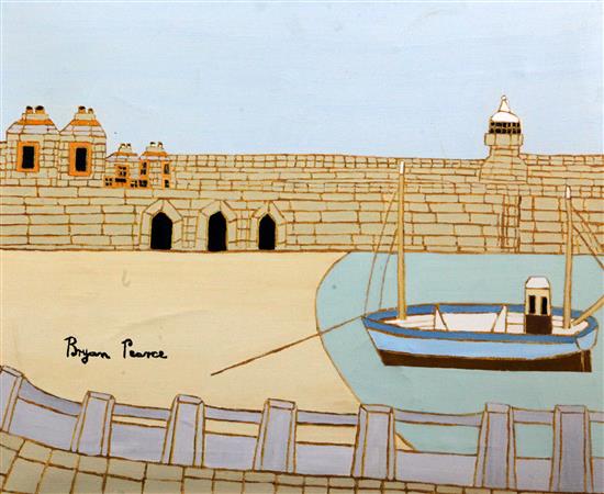 § Bryan Pearce (1929-2007) Fishing boat in harbour, 16 x 20in.